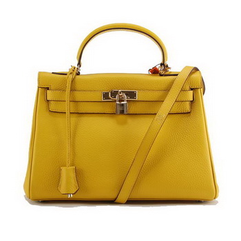 Hermes Kelly 32cm Togo Leather Handbags 6018 Yellow Golden