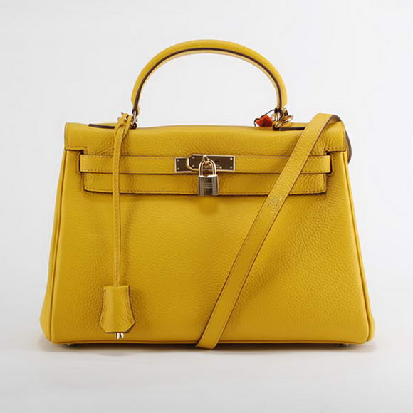 Hermes Kelly 32cm Togo Leather Handbags 6018 Yellow Golden