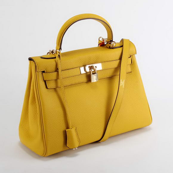 Hermes Kelly 32cm Togo Leather Handbags 6018 Yellow Golden