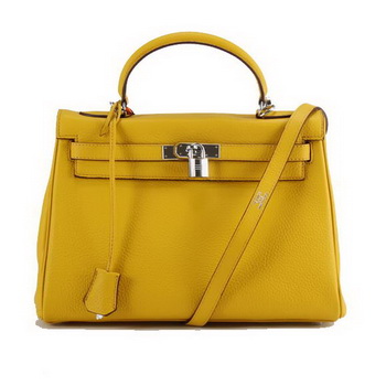 Hermes Kelly 32cm Togo Leather Handbags 6018 Yellow Silver