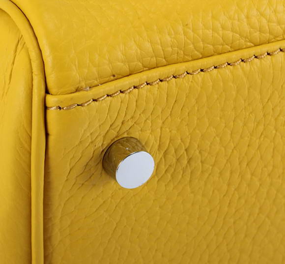 Hermes Kelly 32cm Togo Leather Handbags 6018 Yellow Silver