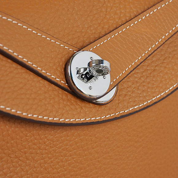 Hermes Lindy 30CM Havanne Handbags 1057 Camel Leather Silver Hardware