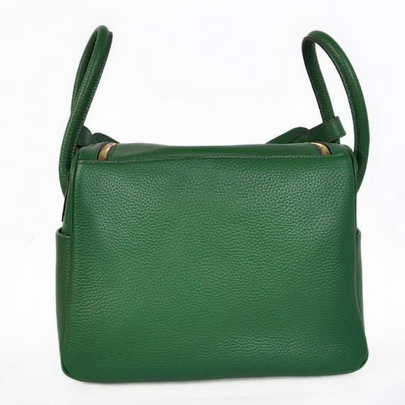 Hermes Lindy 30CM Havanne Handbags 1057 Dark Green Leather Golden Hardware