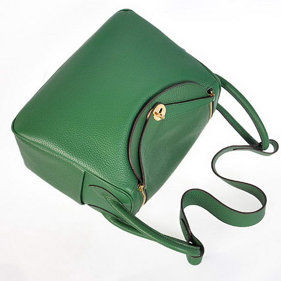 Hermes Lindy 30CM Havanne Handbags 1057 Dark Green Leather Golden Hardware