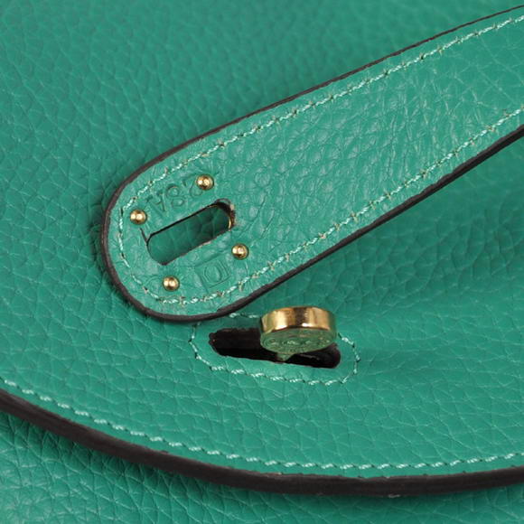 Hermes Lindy 30CM Havanne Handbags 1057 Green Leather Golden Hardware