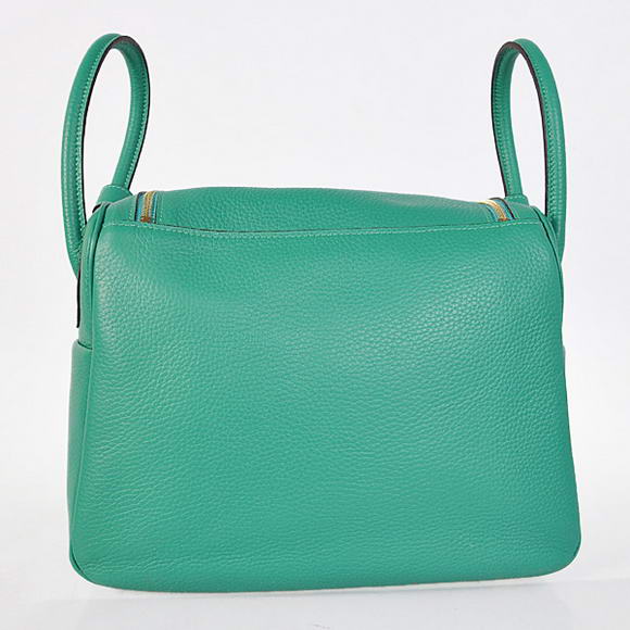 Hermes Lindy 30CM Havanne Handbags 1057 Green Leather Golden Hardware