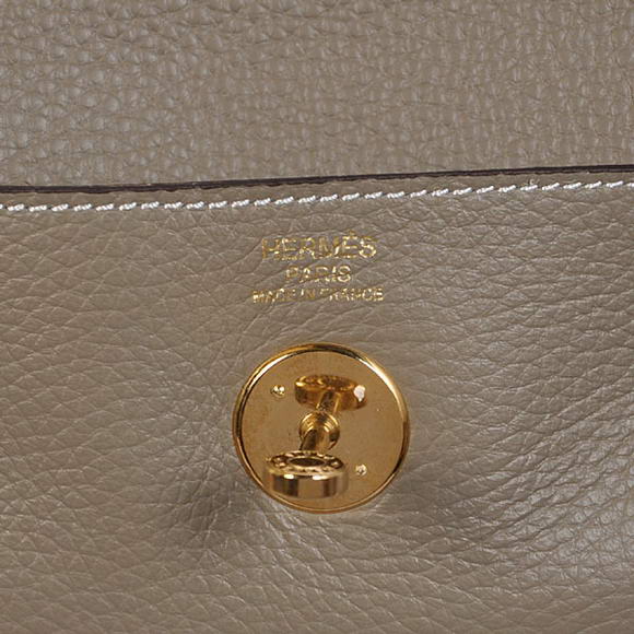 Hermes Lindy 30CM Havanne Handbags 1057 Grey Leather Golden Hardware