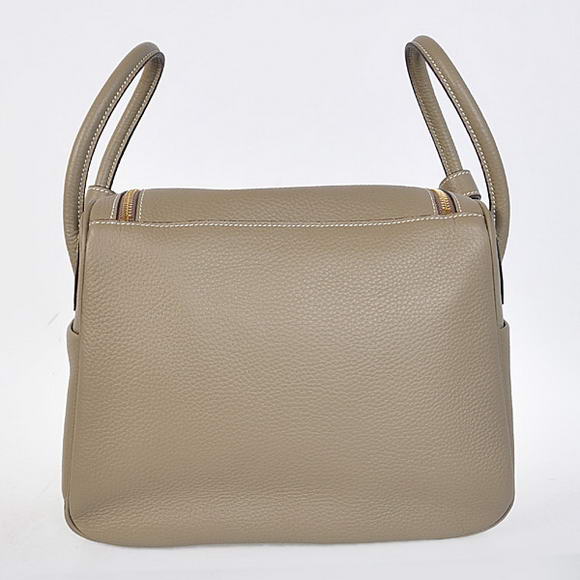 Hermes Lindy 30CM Havanne Handbags 1057 Grey Leather Golden Hardware