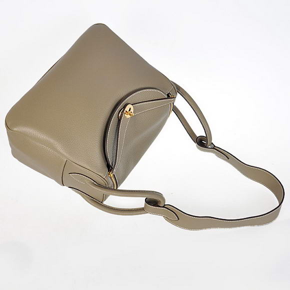 Hermes Lindy 30CM Havanne Handbags 1057 Grey Leather Golden Hardware