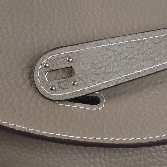 Hermes Lindy 30CM Havanne Handbags 1057 Grey Leather Silver Hardware