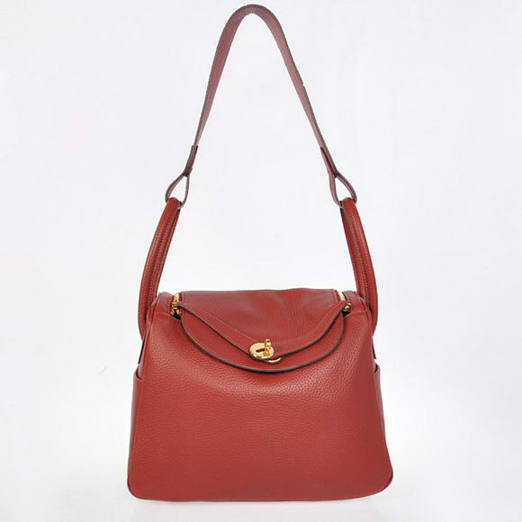 Hermes Lindy 30CM Havanne Handbags 1057 Bordeaux Leather Golden Hardware