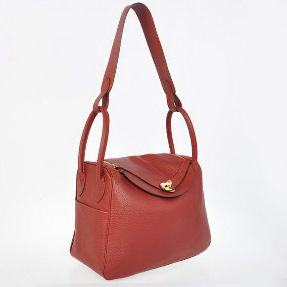 Hermes Lindy 30CM Havanne Handbags 1057 Bordeaux Leather Golden Hardware