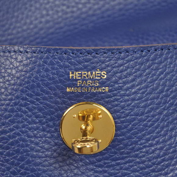 Hermes Lindy 30CM Havanne Handbags 1057 Dark Blue Leather Golden Hardware