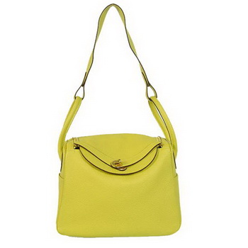 Hermes Lindy 30CM Havanne Handbags 1057 Lemon Leather Golden Hardware