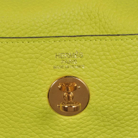 Hermes Lindy 30CM Havanne Handbags 1057 Lemon Leather Golden Hardware