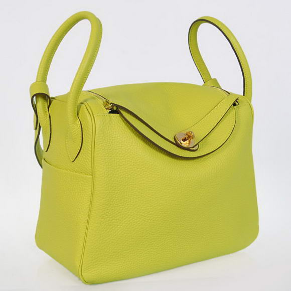 Hermes Lindy 30CM Havanne Handbags 1057 Lemon Leather Golden Hardware