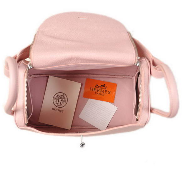 Hermes Lindy 30CM Havanne Handbags 1057 Pink Leather Silver Hardware