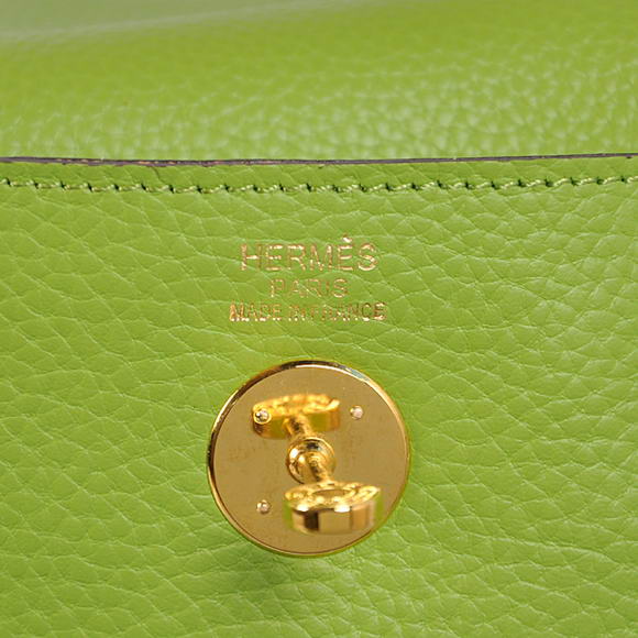 Hermes Lindy 30CM Havanne Handbags 1057 Light Green Leather Golden Hardware