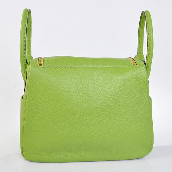 Hermes Lindy 30CM Havanne Handbags 1057 Light Green Leather Golden Hardware