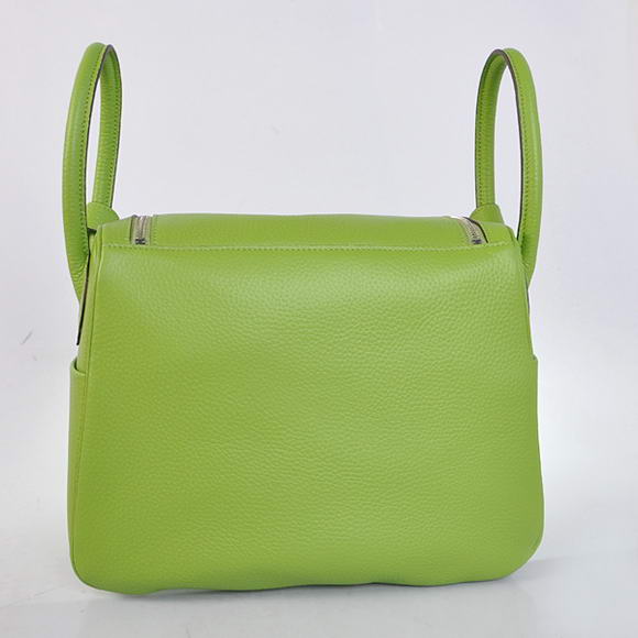 Hermes Lindy 30CM Havanne Handbags 1057 Light Green Leather Silver Hardware