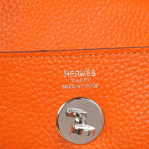 Hermes Lindy 30CM Havanne Handbags 1057 Orange Leather Silver Hardware