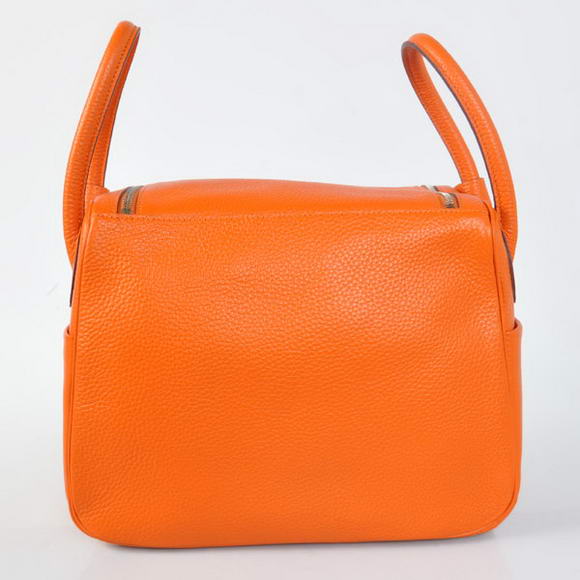 Hermes Lindy 30CM Havanne Handbags 1057 Orange Leather Silver Hardware