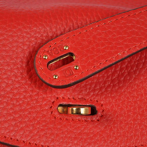 Hermes Lindy 30CM Havanne Handbags 1057 Red Leather Golden Hardware