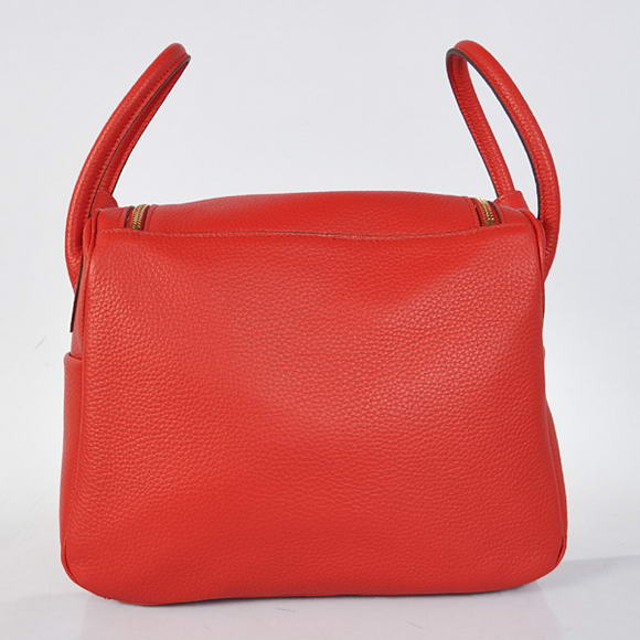 Hermes Lindy 30CM Havanne Handbags 1057 Red Leather Golden Hardware