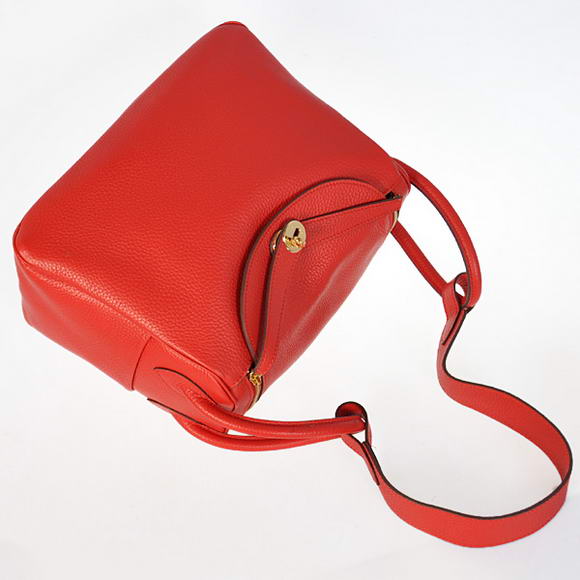 Hermes Lindy 30CM Havanne Handbags 1057 Red Leather Golden Hardware