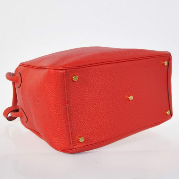 Hermes Lindy 30CM Havanne Handbags 1057 Red Leather Golden Hardware