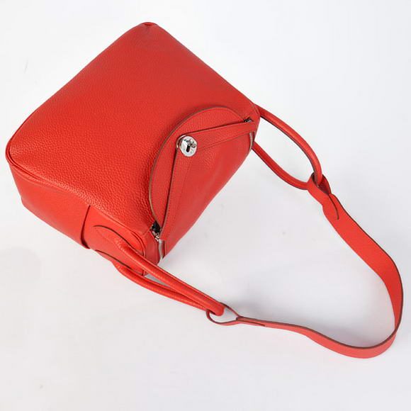 Hermes Lindy 30CM Havanne Handbags 1057 Red Leather Silver Hardware