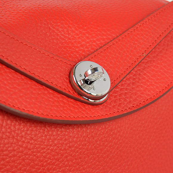 Hermes Lindy 30CM Havanne Handbags 1057 Red Leather Silver Hardware