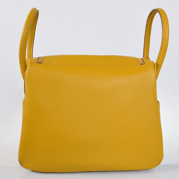 Hermes Lindy 30CM Havanne Handbags 1057 Yellow Leather Golden Hardware