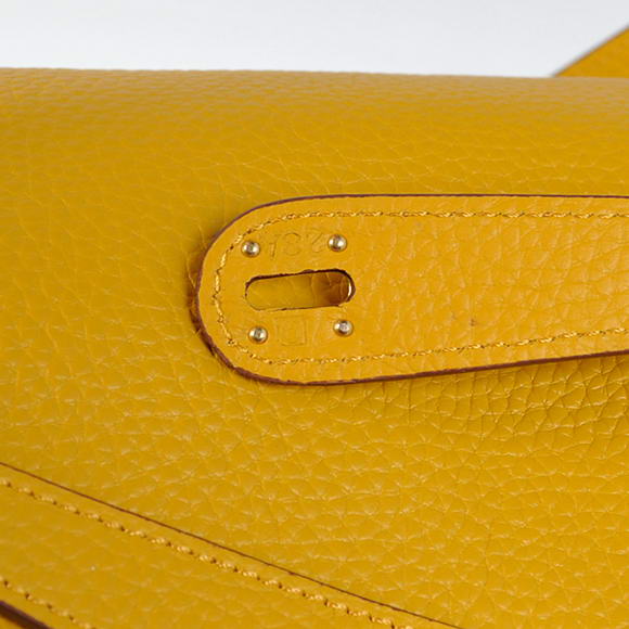 Hermes Lindy 30CM Havanne Handbags 1057 Yellow Leather Golden Hardware