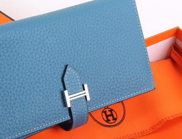 Hermes Bearn Japonaise Bi-Fold A208 Blue