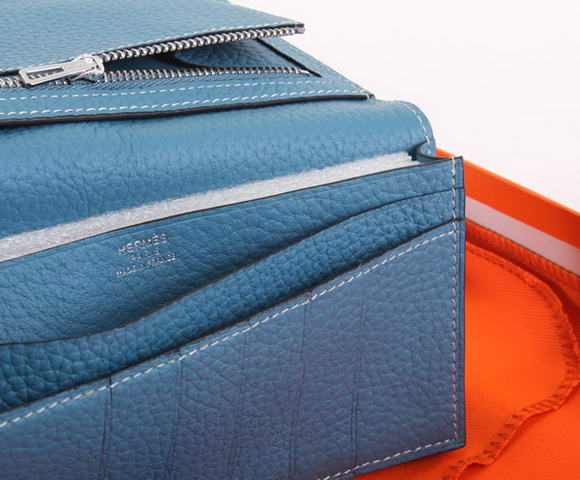 Hermes Bearn Japonaise Bi-Fold A208 Blue