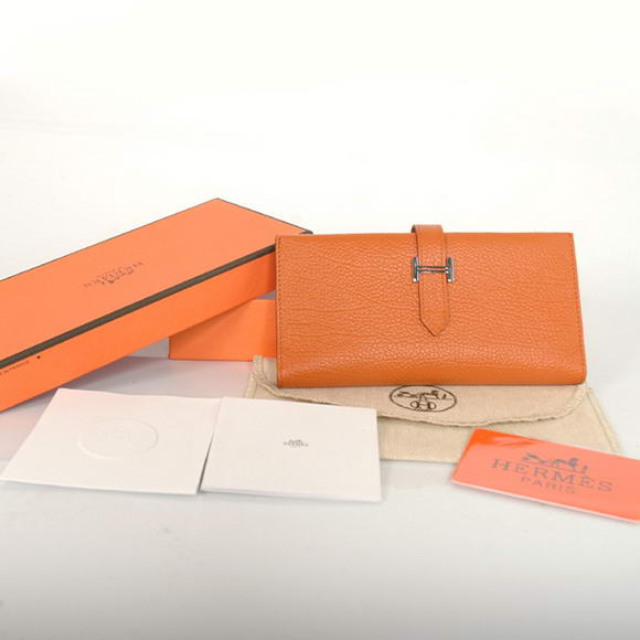 Hermes Bearn Japonaise Smooth Leather Tri-Fold Wallet H308 Orange