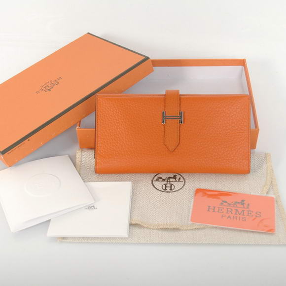 Hermes Bearn Japonaise Smooth Leather Tri-Fold Wallet H308 Orange