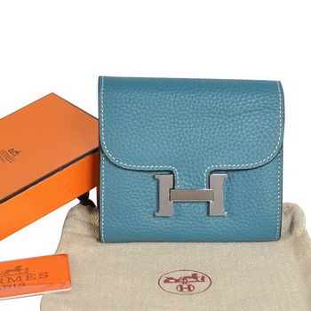 Hermes Constance Togo Leather Wallets A608 Blue