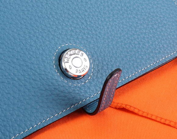 Hermes Dogon Togo Leather Wallet Travel Case A808 Blue