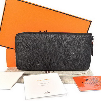 Hermes Evelyn Long Wallet Zip Purse A808 Black