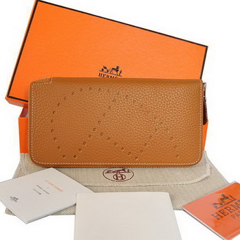 Hermes Evelyn Long Wallet Zip Purse A808 Camel