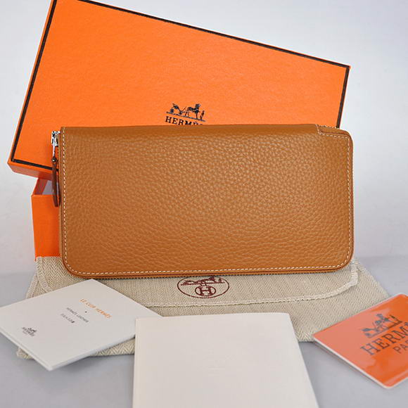 Hermes Evelyn Long Wallet Zip Purse A808 Camel