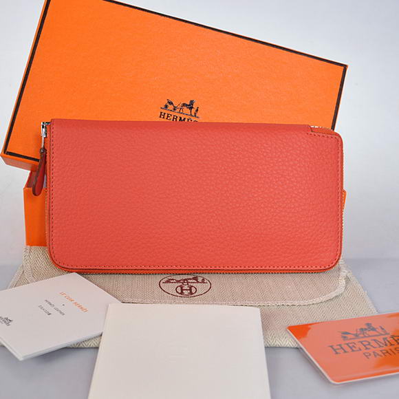 Hermes Evelyn Long Wallet Zip Purse A808 Light Red