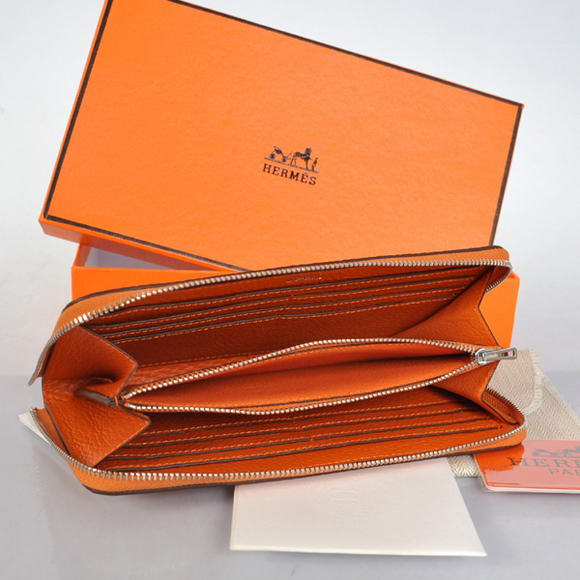 Hermes Evelyn Long Wallet Zip Purse A808 Orange