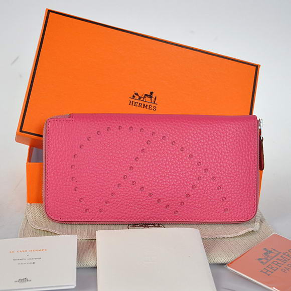 Hermes Evelyn Long Wallet Zip Purse A808 Peach