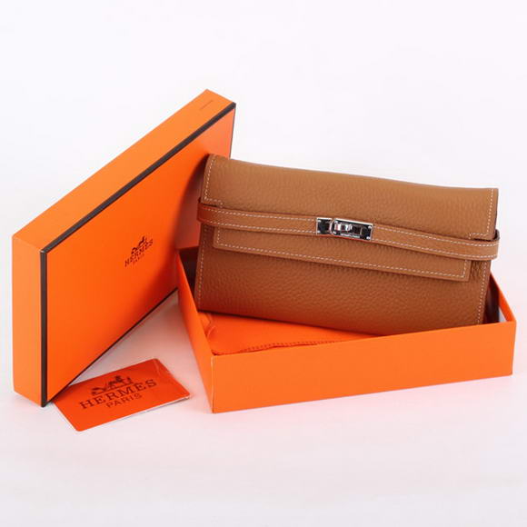 Hermes Kelly Bi-Fold Wallet A708 Coffee