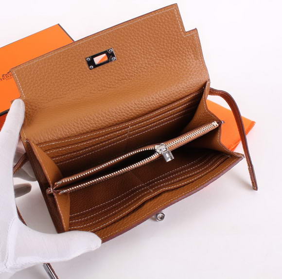 Hermes Kelly Bi-Fold Wallet A708 Coffee