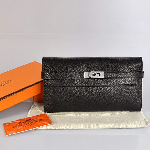 Hermes Kelly Wallet Togo Leather Bi-Fold Purse A708 Black