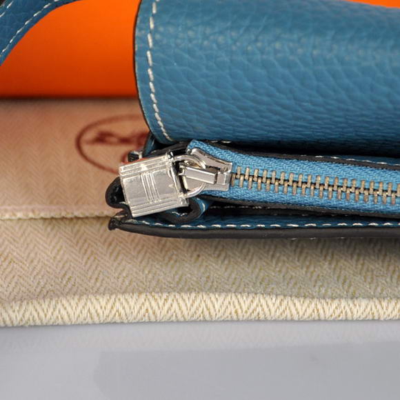 Hermes Kelly Wallet Togo Leather Bi-Fold Purse A708 Blue